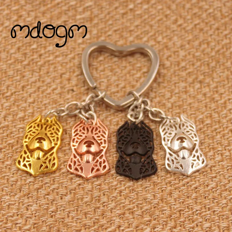 

2017 Pit Bull Cute Dog Animal Gold Silver Plated Metal Pendant Keychain For Bag Car Women Men Girls Boys Love K058