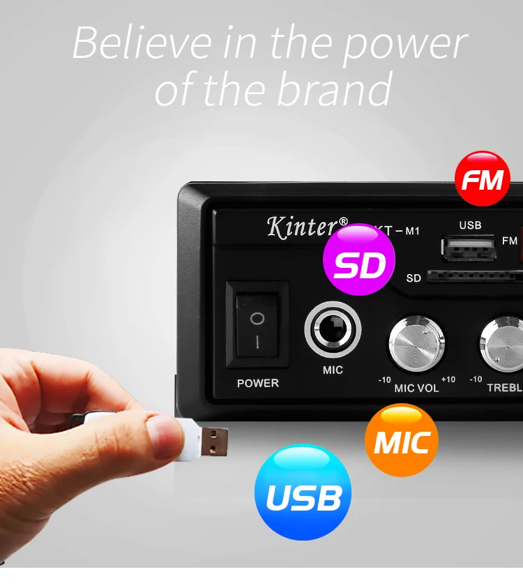 Kinter M1 MP3 bluetooth усилитель аудио 2 канала tda7266 с SD USB ввод FM Радио мощность vu метр усилители для динамиков