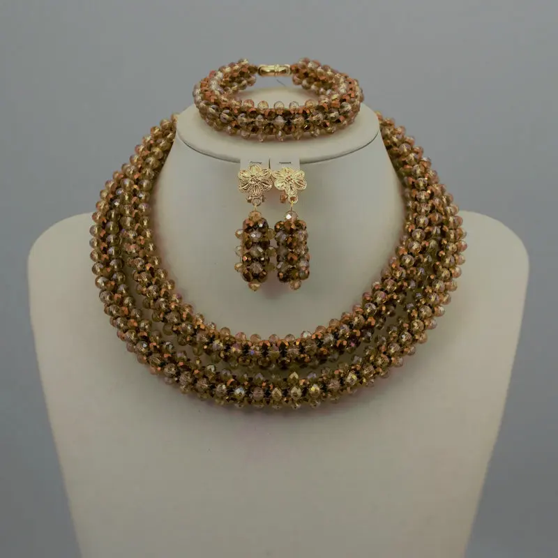 

Nigerian Wedding African Beads Jewelry Set Crystal Most Popular African Costume Jewelry Set LT221-1