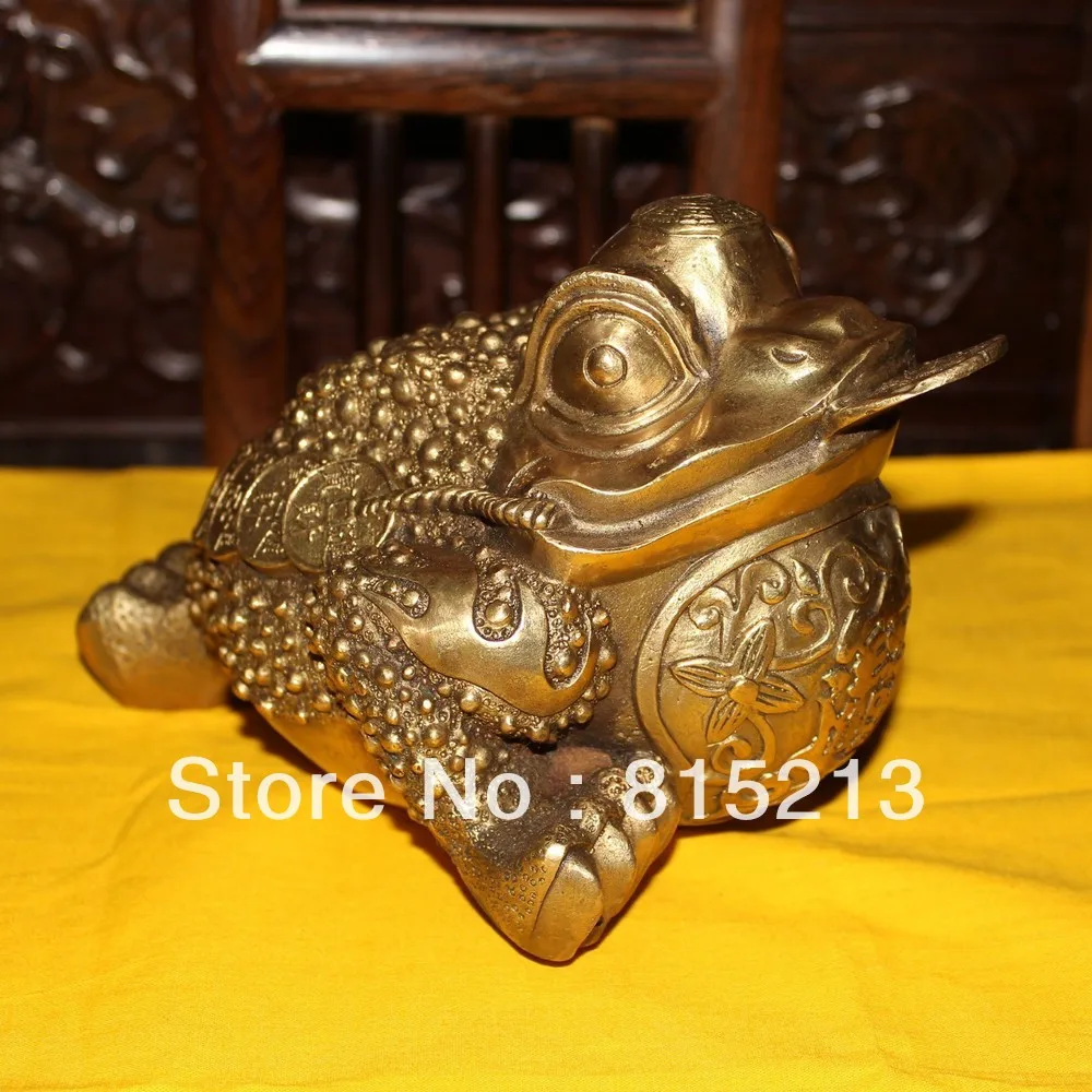 

wang 00072 China Bronze Copper Spittor Toad Statue w/ Coin Meaning Lucky Wealth 28x23x22 cm