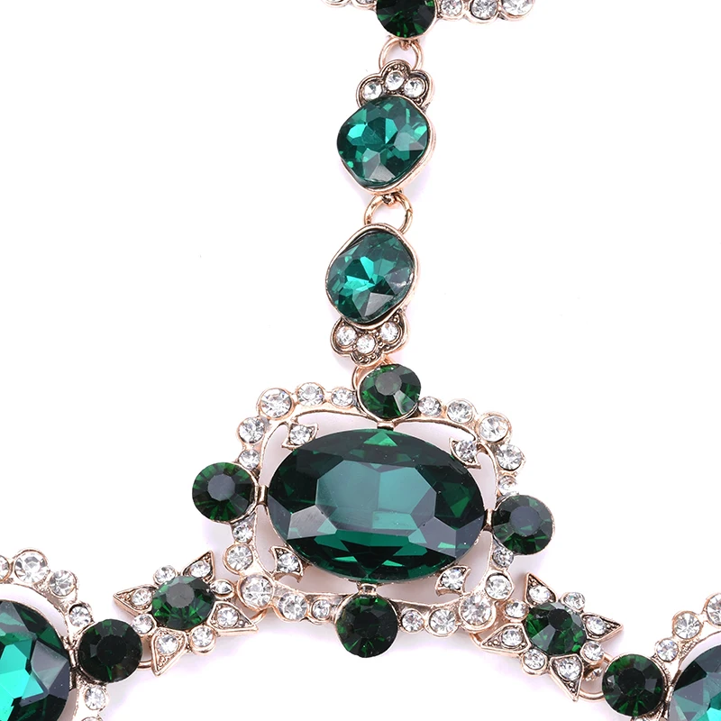 Bohomian, зеленое ожерелье с кристаллами для тела, женские Украшения для тела, цепочка на талию, ожерелье для женщин, большое колье, длинное массивное ожерелье для женщин