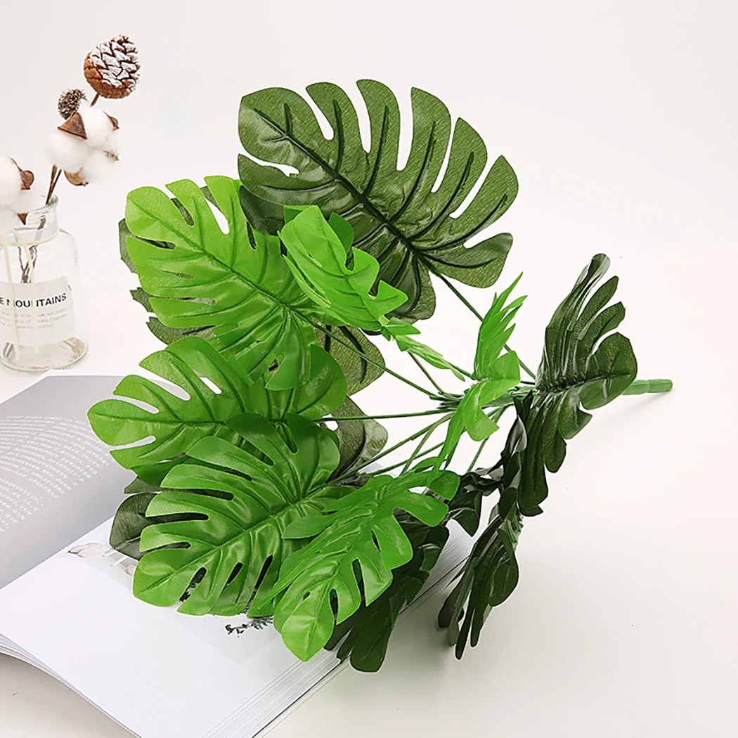 

Artificial Plant Branch Fake Grass Decorative Vivid Fake Monstera Leaves Home Decorations