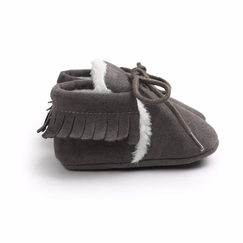 Осенне-зимние ботинки для малышей с мягкой текстурой и кисточками; ручная детская обувь; хлопковая обувь; Теплая обувь на шнуровке