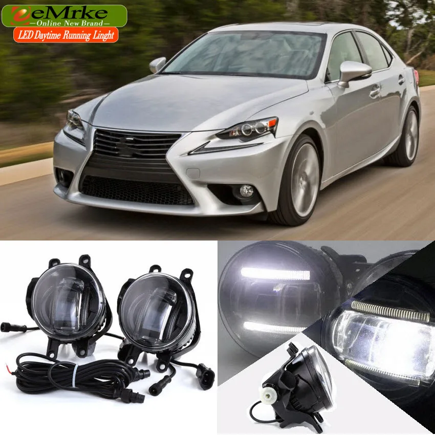 eeMrke 2 in 1 LED DRL Fog Light Lamp For Lexus Lexus IS250 IS350 I SF