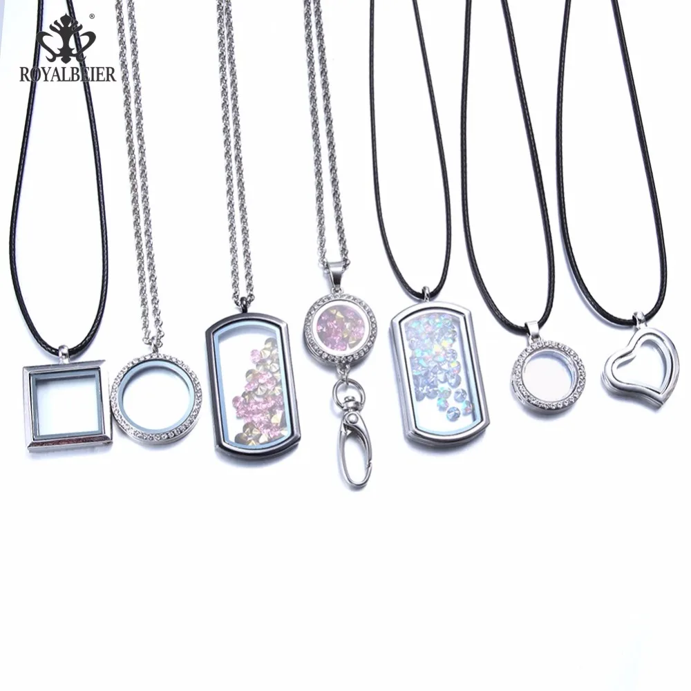 

10pcs/lot Multi Styles Photo Locket Pendant Necklace Standard&Rhinestone Frame Shape Glass Storage Memory Pendant Necklace