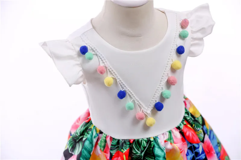 2018 Summer New Russian Girls Short Sleeve Dresses Colorful Ball Chiffon Children's Formal Dress Kids Wear04