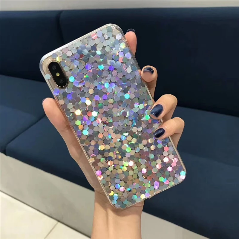 Для iphone 6 6S 8 Plus X XR XS MAX 7 чехол с кристаллом для телефона блестками Мягкий