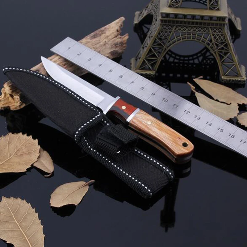 Купить Нержавеющая nbsp;сталь фиксированным лезвием Ножи coltello navajas Кемпинг Охотничьи ножи выживания Ножи с деревянной ручкой
