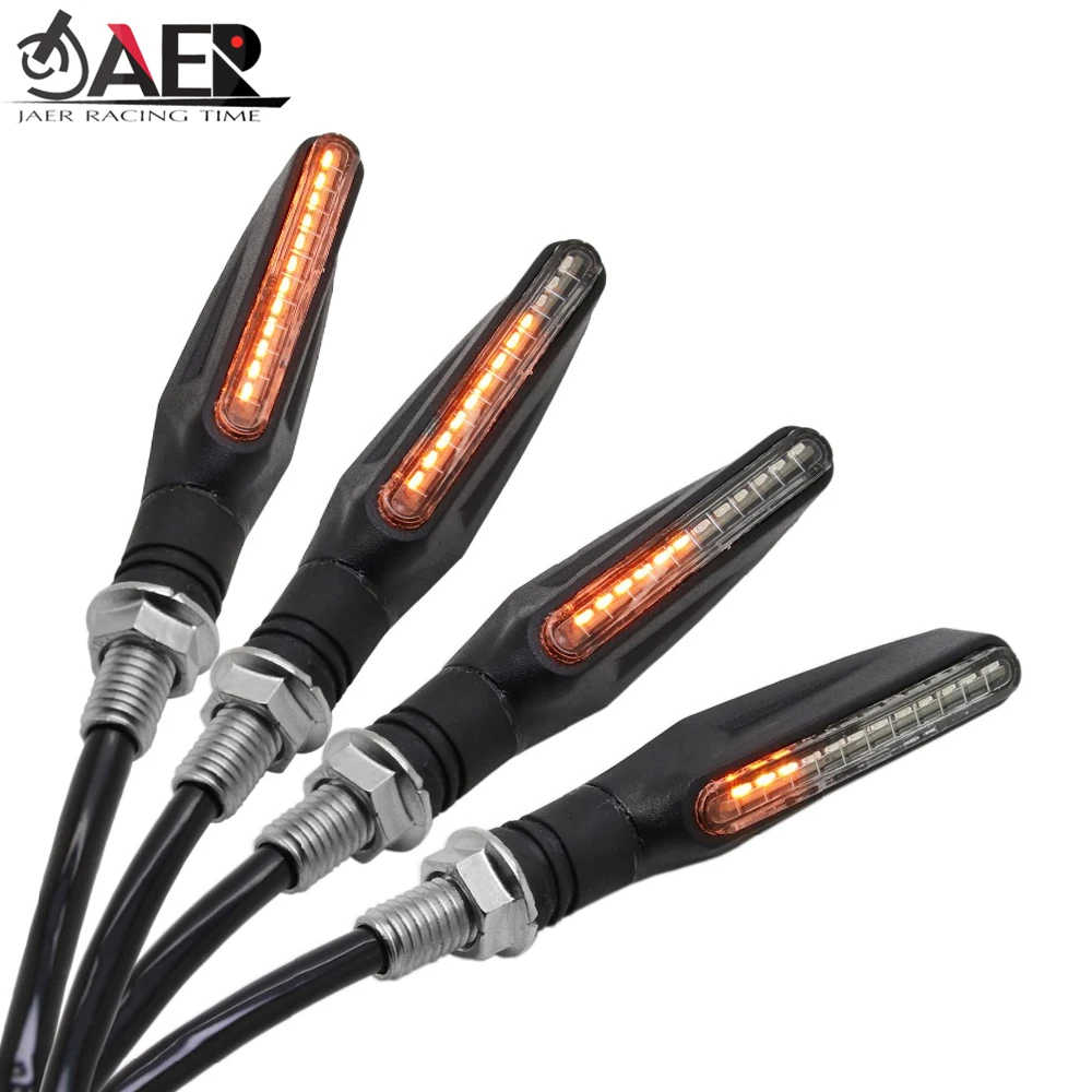 

JAER 2019 Sequential LED Motorcycle Turn Signal Indicators Flowing Flicker Blinkers Flashers Flexible Bendable Amber Light Lamp