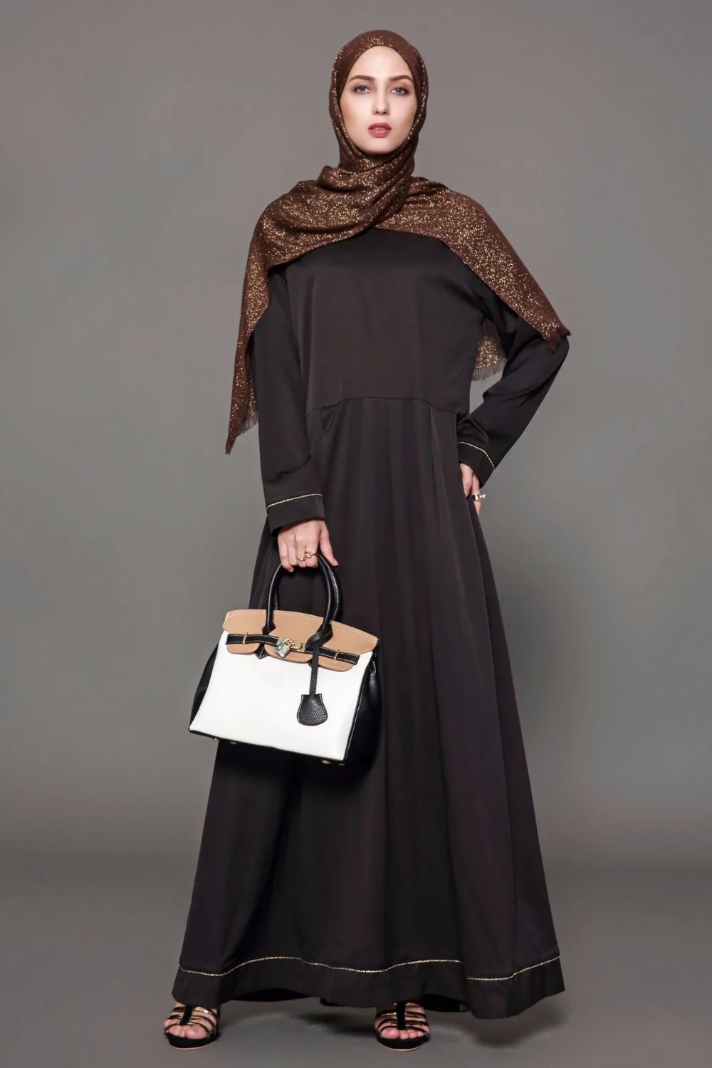 Женское мусульманское платье abaya с круглым вырезом и длинным рукавом 4XL, большие размеры, черное платье Дубай abaya, лоскутное платье на Среднем Востоке, халат islamique femme