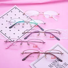 Очки слепоты бизнес леди половина рамки зеркальная рамка Tide Повседневная мода ультра-легкий металлический роскошный комфорт