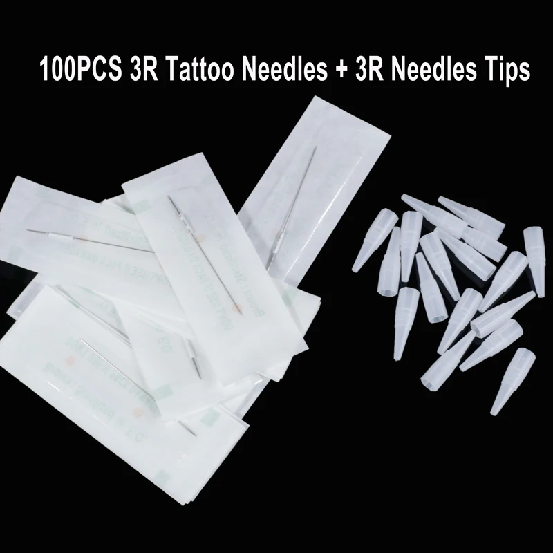 

Professional 100PCS Agulhas 3r + 100PCS Ponteiras 3r Universal Dermografo Micropigmentation Pmu Needles for Tattoo Machine Pen