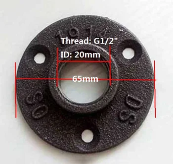 

12Pc/Lot Base Diameter 65MM Antique Iron Casting Industrial pipes flange wall base pipe support base for G1/2" DN15 Pipe ID20MM