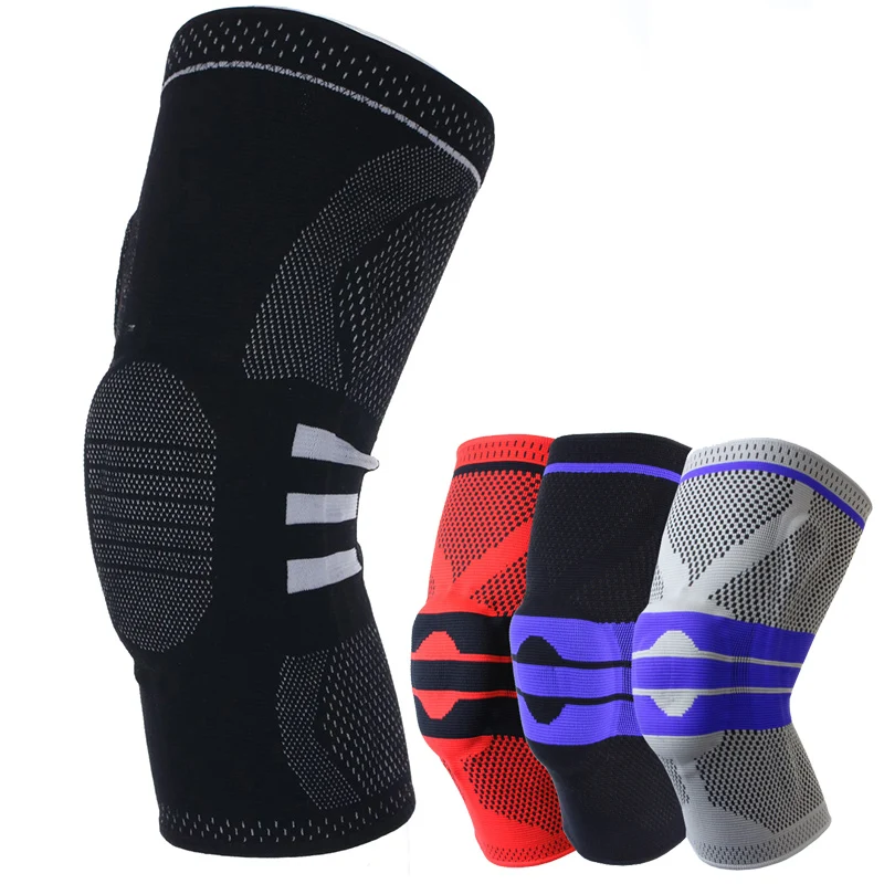 

Knee Brace With Silicone Pad and Elastic Metal Side Bars Bandage Basketball Sport Fitness Elastic Nylon Thigh And Knee Pressure