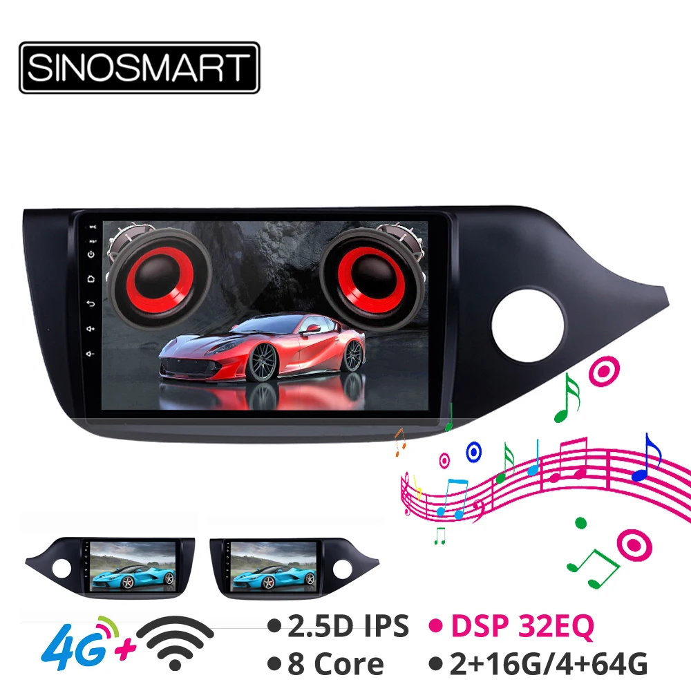 

Sinosmart Android 8.1 Car GPS Navigation Radio for Kia Ceed 2din 2.5D IPS/QLED Screen