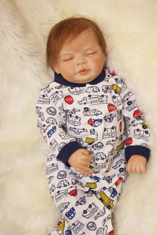 55cm Silicone Reborn Baby Dolls Toy Lifelike Newborn Sleeping Handsome Boy Babies Dolls Fashion Birthday Gift Kid Child Present