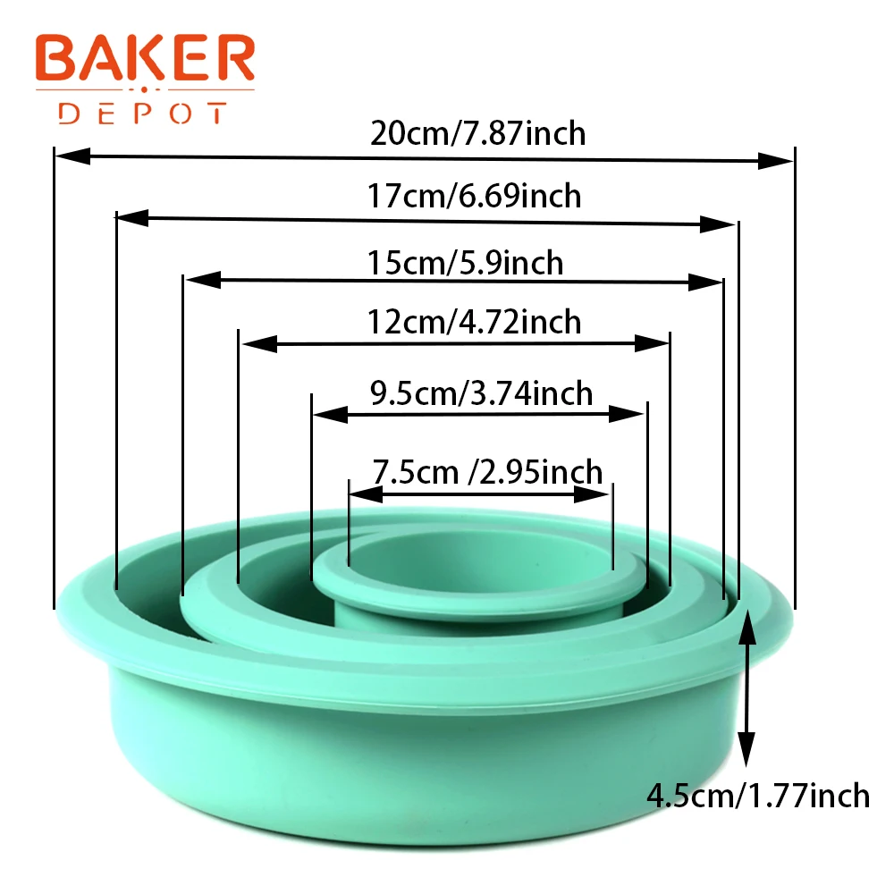 Бейкер депо силиконовые формы для торта круглый торты, хлеб выпечки Форма Пицца Пан торт пудинга, мыла инструмент набор из 3 предметов