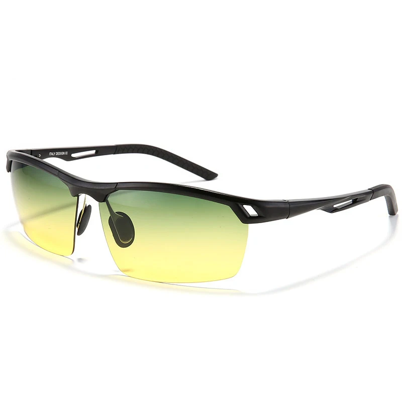 Мужские поляризационные солнцезащитные очки с двойным использованием, для вождения автомобиля, UV400, модные очки, черный, серебристый, золотой, 3 цвета, 1550 - Цвет линз: Черный