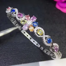 Натуральный настоящий Сапфировый Браслет, серебро 925 пробы для женщин или мужчин 0.35ct* 12 шт gemston# S1922802