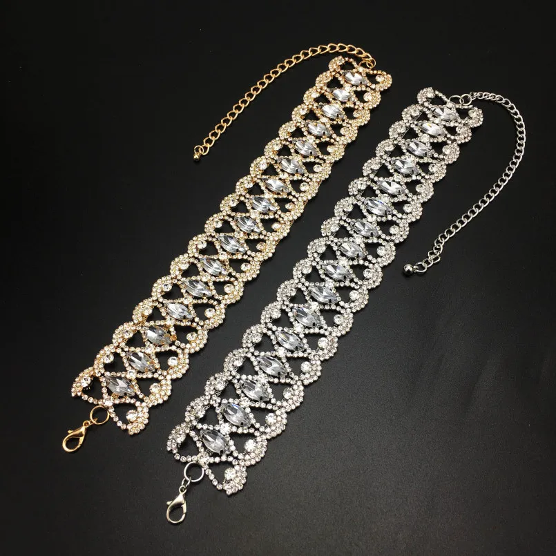 MANILAI Luxury Rhinestones Choker Statement Necklace For Women Chockers Big Crystal Necklace Wedding Jewelry Maxi Collar Collier