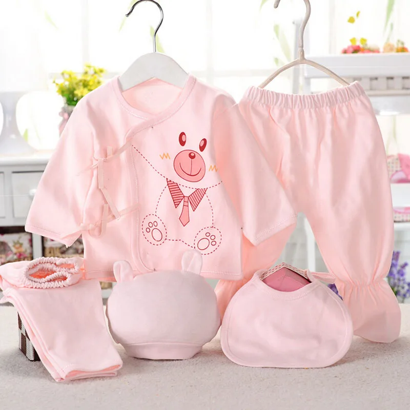 Newborn Infant Baby Suits Boys Girls Clothes Sets tops Pants bibs hats Girl Clothing set for baby girls outfit 5PCS/SET baby clothes mini set