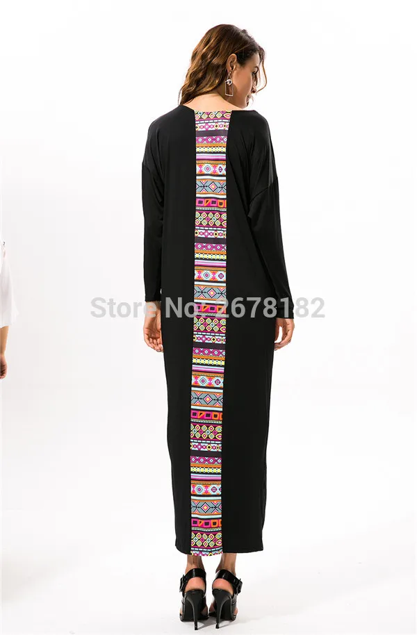Новое мусульманское платье длинные платья-кафтаны Дубай мода сшивание свободная Турецкая абайа женская мусульманская одежда исламское платье