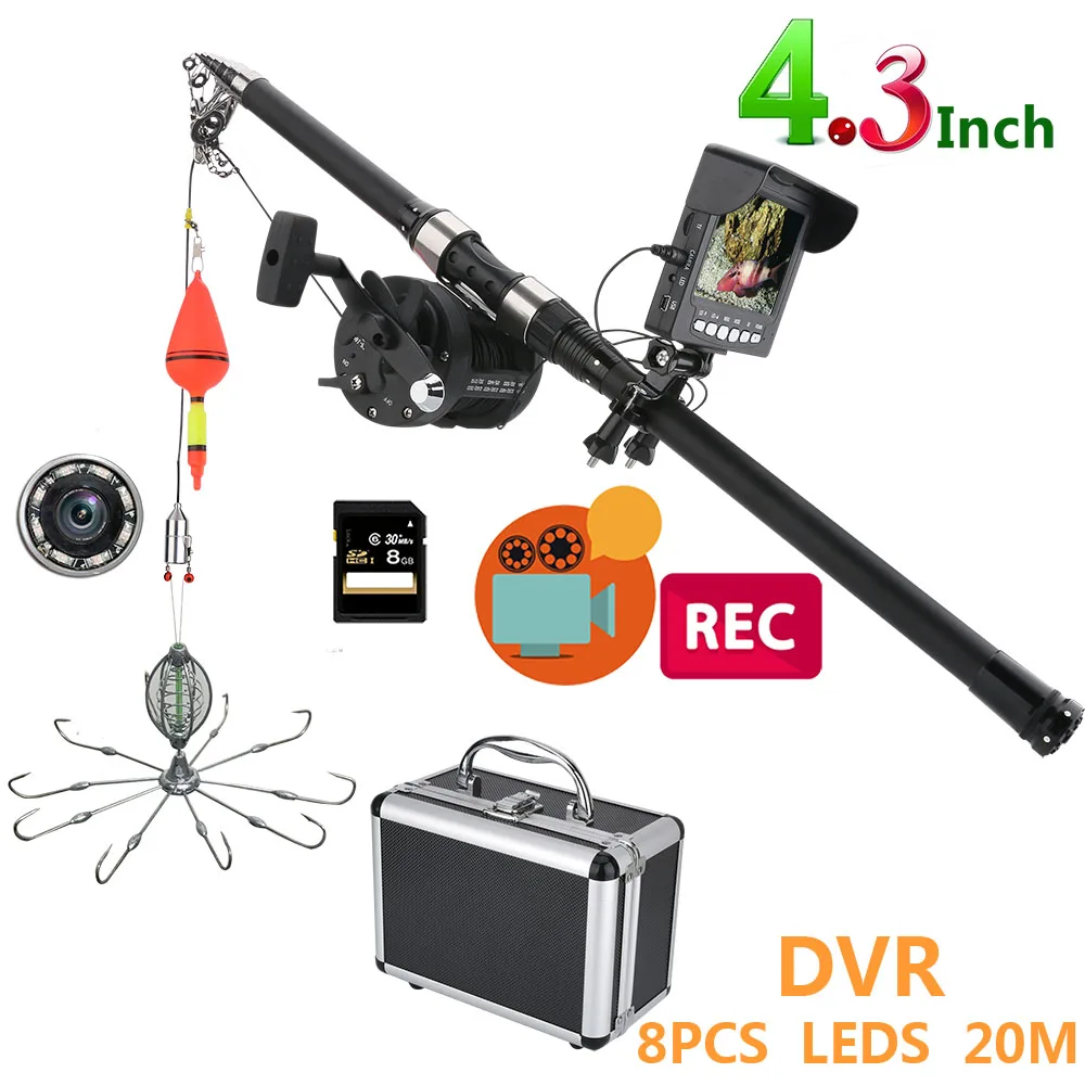 

4.3 Inch Color DVR Recorder Monitor Underwater Fishing Video Camera Kit 8 Pcs IR LED Lights with Explosion fishing hooks