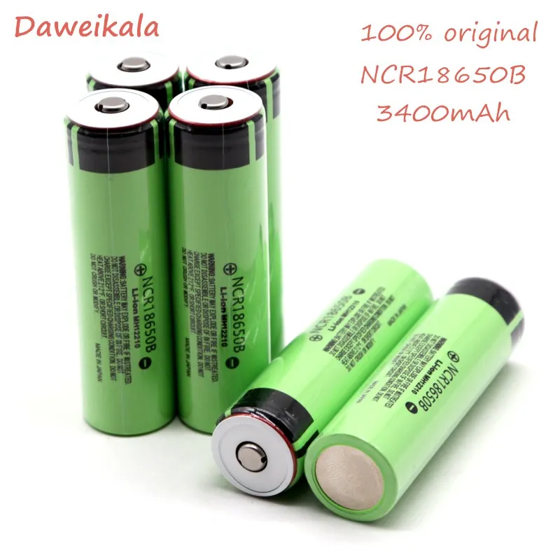 

10PCS Original 18650 3.7 v 3400 mAh Lithium Rechargeable Battery NCR18650B with Pointed(No PCB) For flashlight batteries
