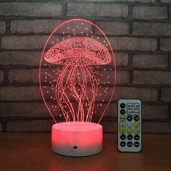 

The jellyfish 3D Illusion Lamp 7 Color Change Touch Switch LED Night Light Acrylic Desk lamp Atmosphere Lamp Novelty Lighting