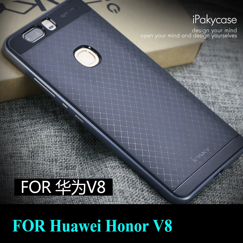 100% original IPAKY Brand Case for huawei honor V8 stylish high quality PC frame + silicon back Cover 5.7 inch |