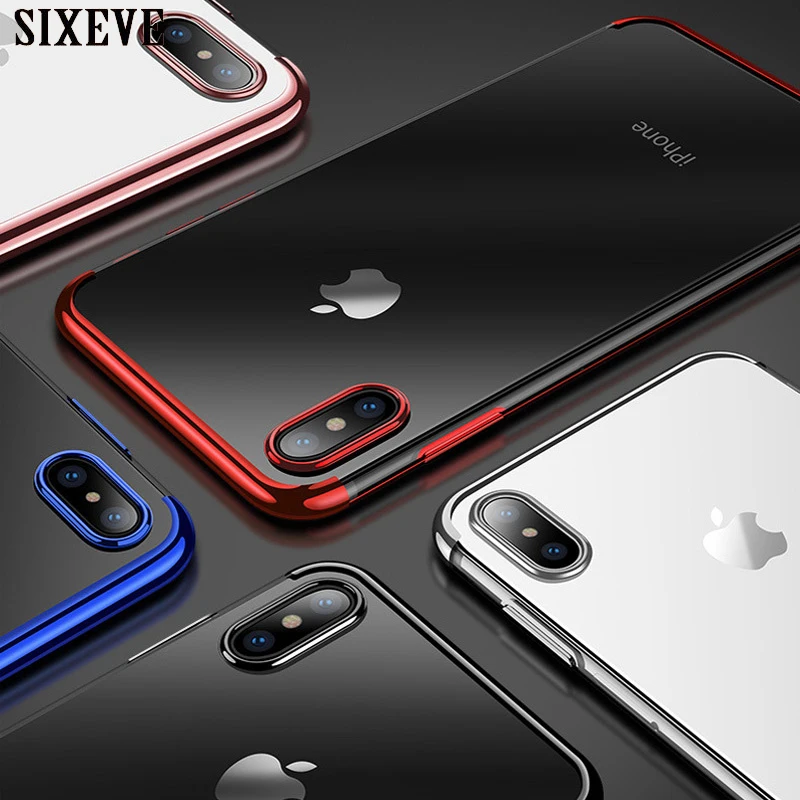 Clear Soft Case For iPhone 6s 6 s 7 8 Plus X 10 XS MAX XR 6Plus 6sPlus 7Plus 8Plus Silicone TPU Luxury Plating Cover |