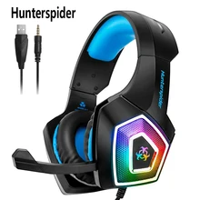 Игровая гарнитура Hunterspider V1 с микрофоном для Xbox PS4, ПК, наушники, стерео, Накладные наушники, басы, 3,5 мм, микрофон, шумоподавление