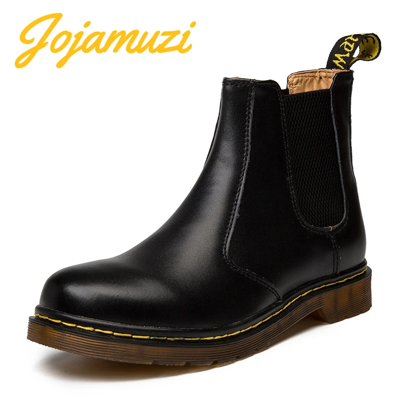 Unisex Genuine Leather Boots Men Fashion Elastic Band Doc ...