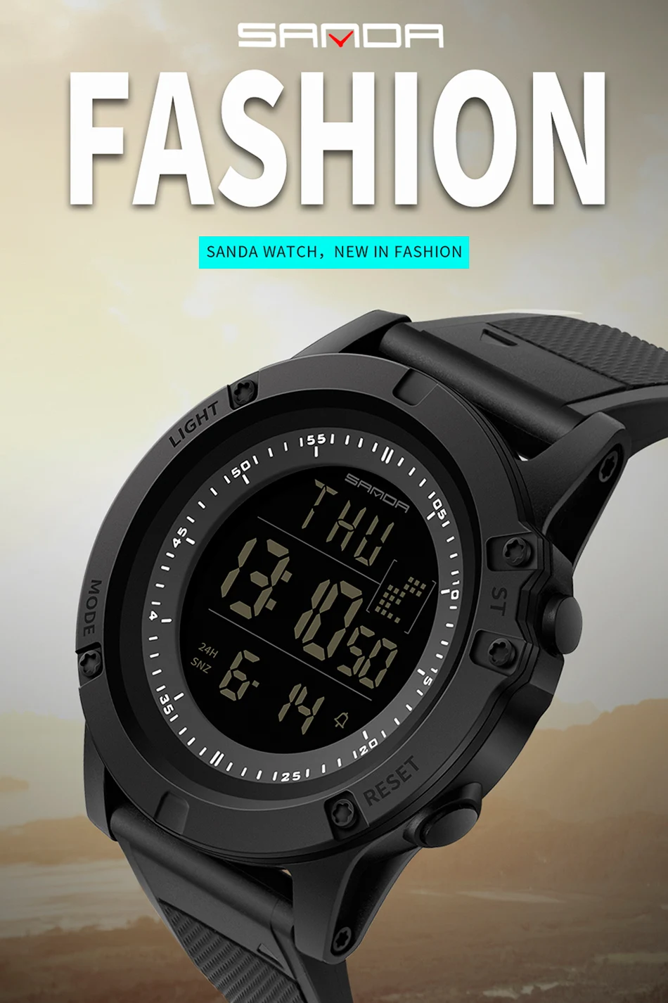SANDA 372 Free Shipping Sport Men Watches Waterproof Running Led Electronic Digital Mens Wristwatch Relogio Masculino Hodinky (1)