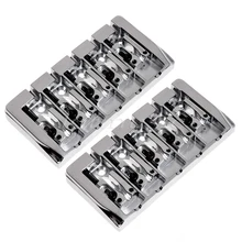 2Pack 5 String Bridge Chrome Adjustable Saddle 19mm string spacing For Bass Guitar Replacement