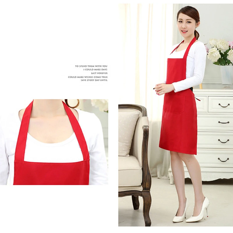 MENGXIANG 1Pc For Woman Men Chef Waiter Cafe Shop BBQ Hairdresser Aprons Gift Bibs Pure Color Cooking Kitchen Apron
