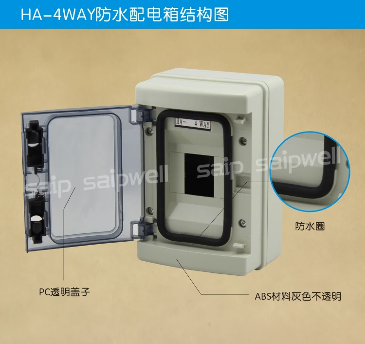 Горячая Распродажа ip66 Пластик электрические водонепроницаемая распределительная коробка SHA-4 208*140*95 мм