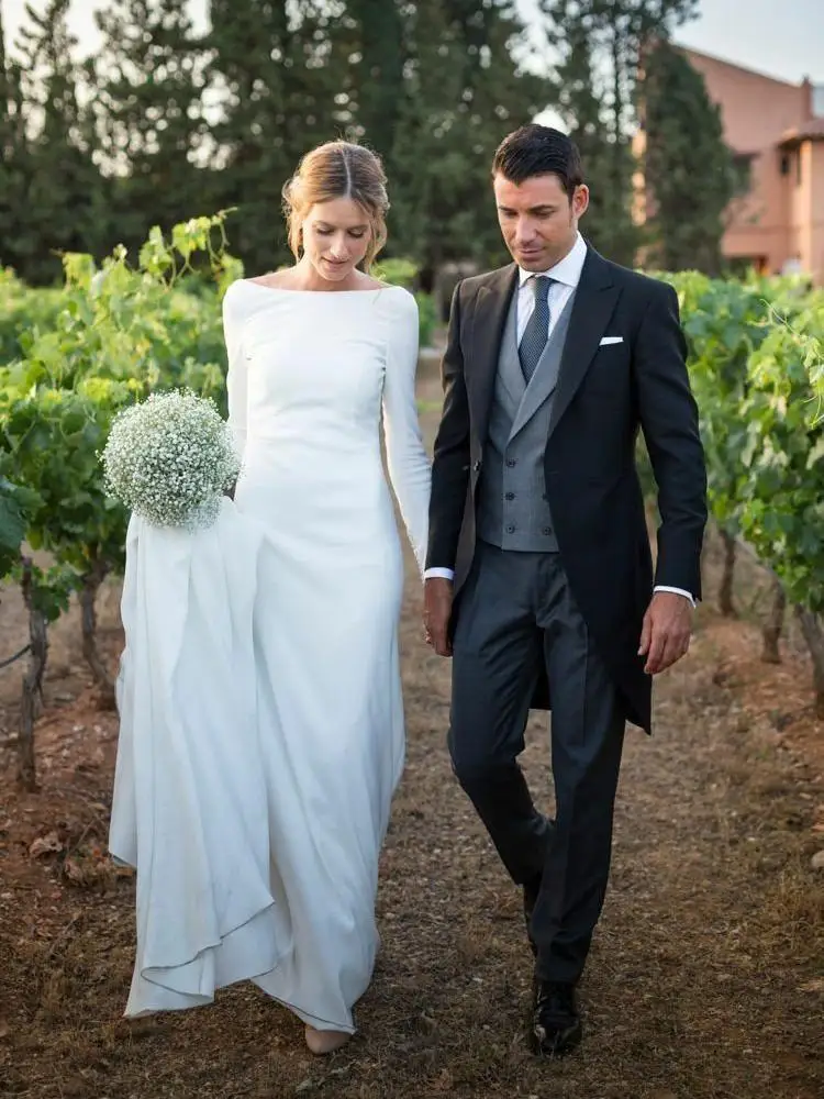 

Long Sleeve Sheath Wedding Dresses Simple Modest Country Bridal Gowns vestido de noiva Custom Made