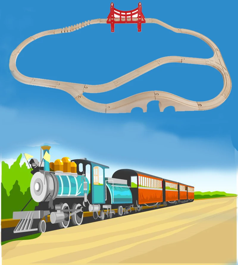 

Wooden Railway Straight and Curved Expansion Track Take-n-Play Motorized Electric Train For Wooden Track Train Master Toys