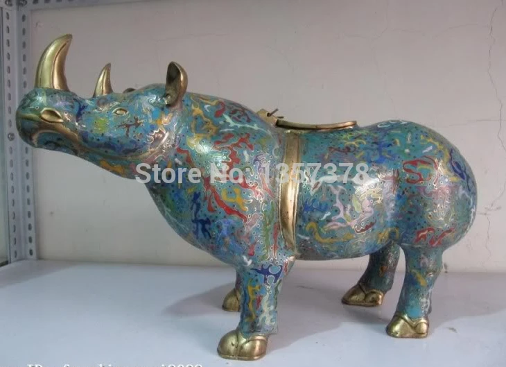 

shitou 00281 Regius 100% Pure Bronze handwork made cloisonne 24K Gild palace rhinoceros Zun discount 30% (C0324)