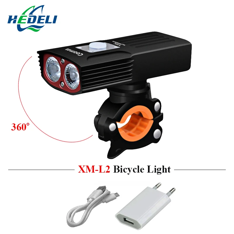 

dual light source usb headlight bike light xm l2 led bicycle light headlamp 5200mah flashlight luces bicicleta waterproof lamp