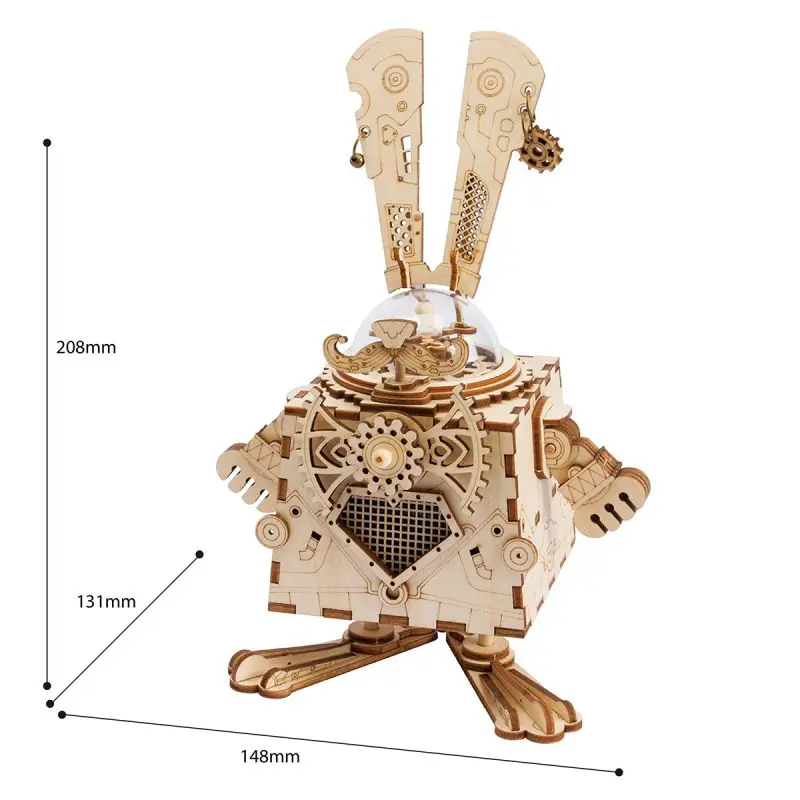 ROKR DIY стимпанк музыкальная шкатулка 3D деревянная головоломка музыкальные игрушки сборная Модель Строительный набор для мальчиков девочек подарок на день рождения AM481