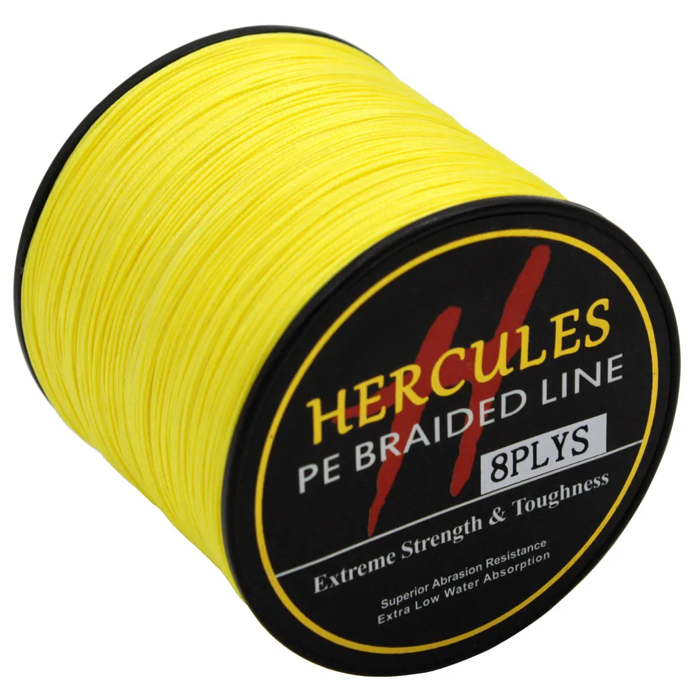 Hercules 100 м 300 500 1000 1500 2000 PE Yellow Spectra 8 жил 10lb 200lb плетеная рыболовная леска Для океан