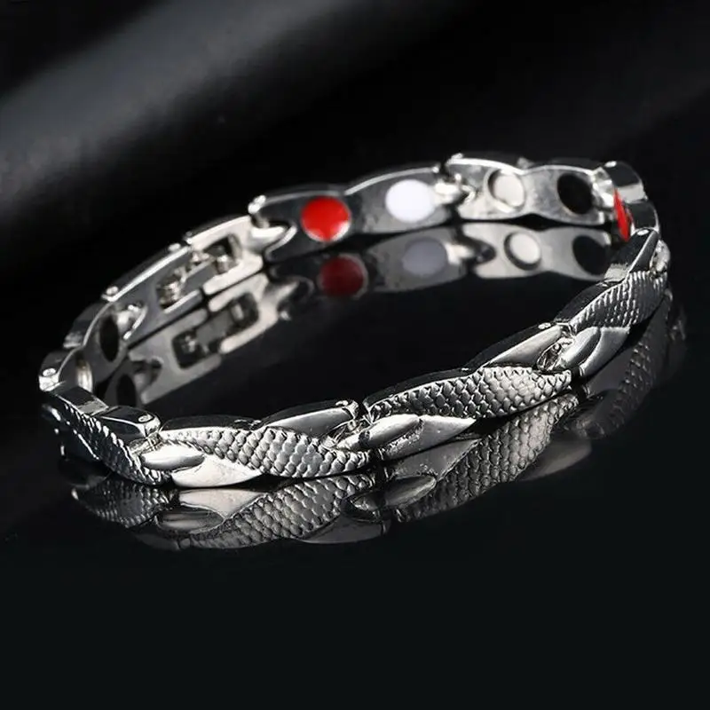 

18cm Titanium Steel Bracelet Silver Men's Women's Jewelry Stainless Steel Therapy Bracelets Gold Color Unisex Jewellery