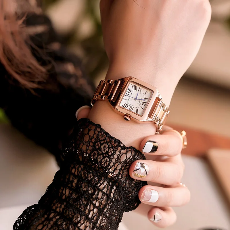 

GUOU New Ladies Waterproof Watch 2018 Fashion High-Grade Quartz Watch Simple Rhinestone Ladies Watch 8109