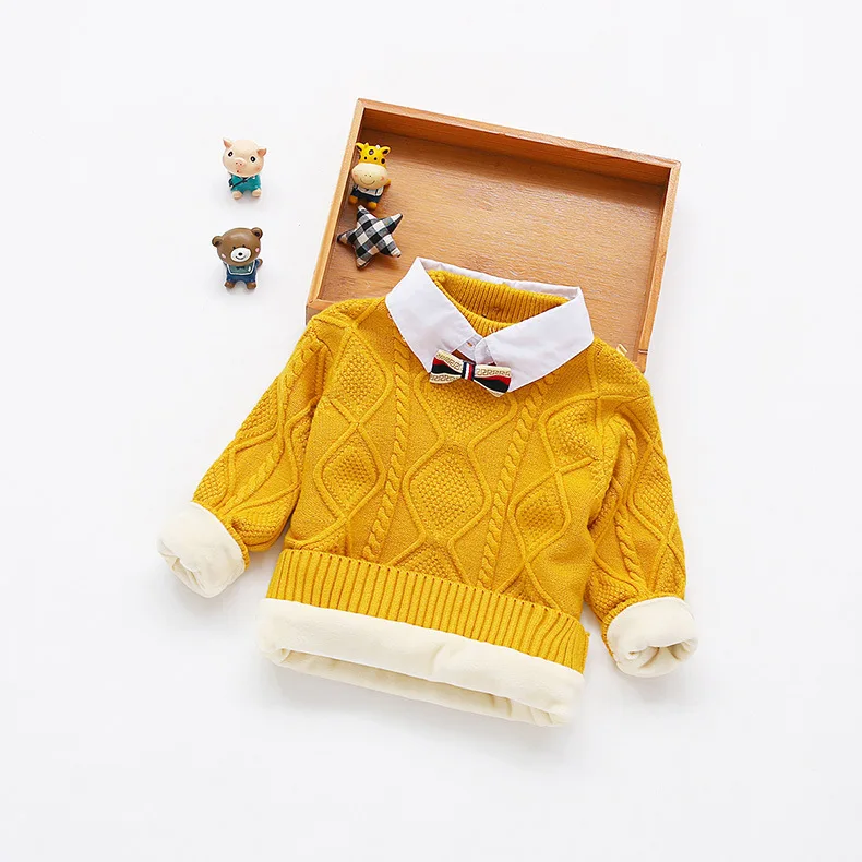 Зимний свитер для мальчиков; Детские модные плотные бархатные хлопковые топы для маленьких мальчиков; детская повседневная теплая одежда; свитер