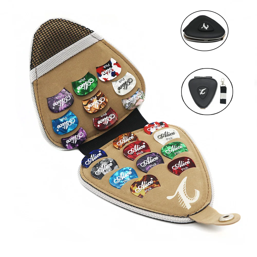

High quality guitar picks guitarra pick black Leather bag Guitarra Pick Cases brown primer contains 20 picks free shipping
