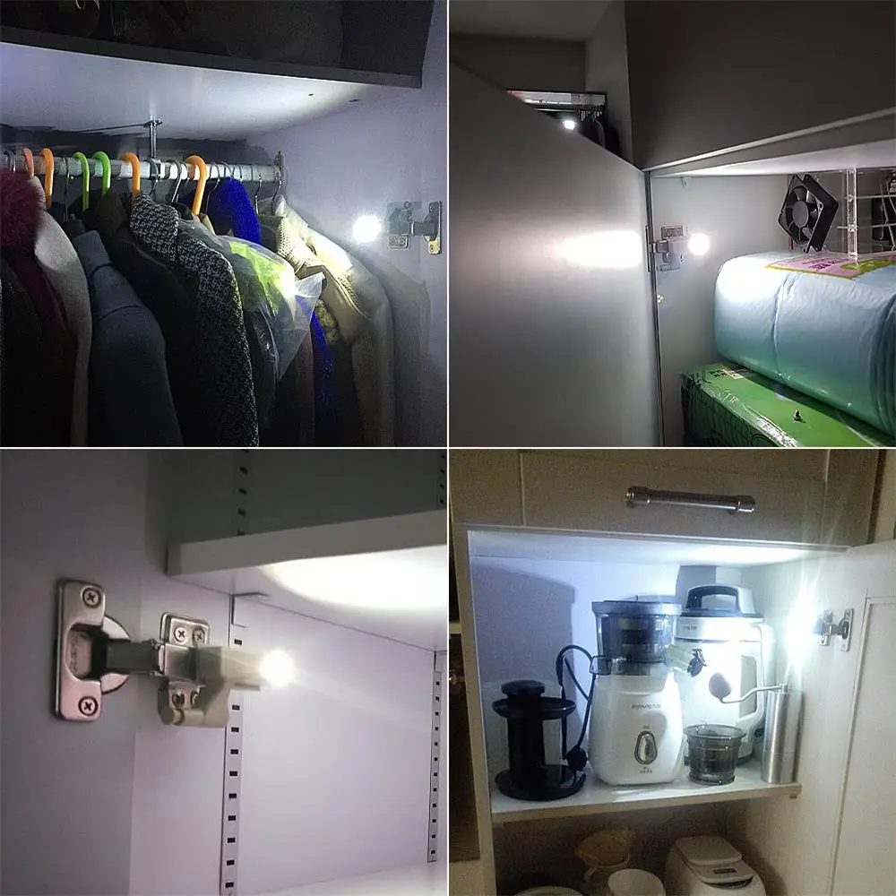 Шкаф для шкафа Ночная подсветка Универсальный внутренний шарнир светодиодный датчик света для спальни кухонный шкафчик, сервант