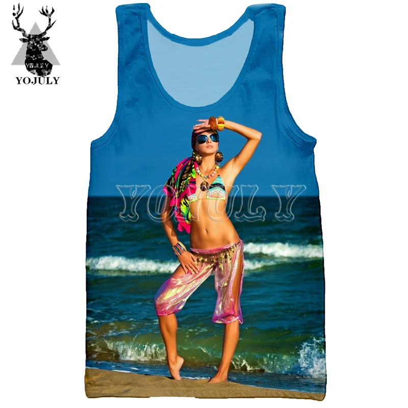 YOJULY унисекс модные 3d печати Топы Для мужчин Для женщин летние пляжные спортивные Фитнес Повседневное уличной сексуальные красоты модель жилет VE02