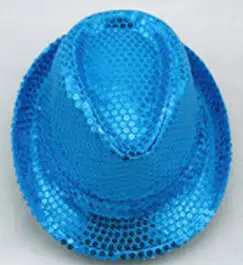 9 шт, для взрослых, унисекс, в виде Bling Джаз шапки магическое шоу Шляпа Блесток фетровая шляпка шерстяная, шапки для мужчин и женщин для уличных танцев Детский костюм для вечеринок в стиле «хип-хоп» D201 - Цвет: sky blue